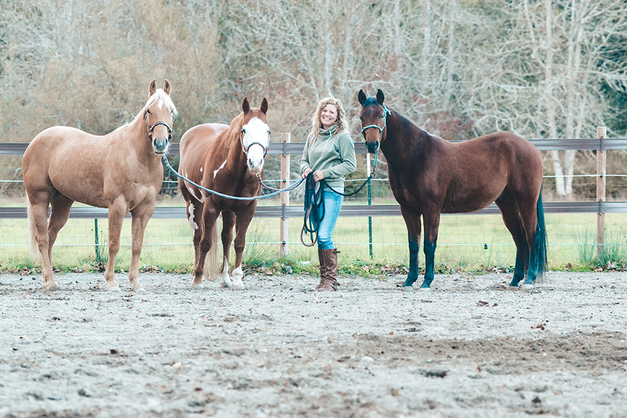 Nina with her three horses